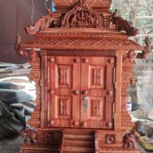 Teak Wood Door Mandir with Carving