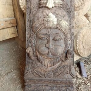 Hanuman God Wood Carving Panel