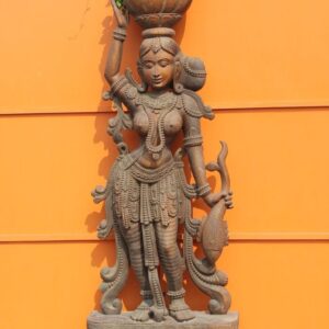 Hand wooden Carved Woman Selling  Fish