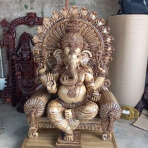 Wooden Ganesha Carvings For Temple And Home Use