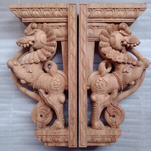 Pair of Yali - South Indian Temple Wood Carving