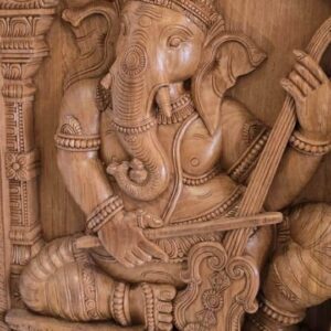 Wooden Carved God Ganesha Wall Panel