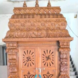Wall Mounted Teak Wood Temple For Home Pooja