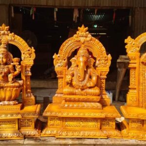 Saraswathi , Balaji and Ganesha Wooden Carving