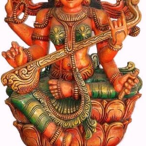 Multicolor Wooden Saraswathi