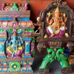 God Ganesha Wood Carving Panel